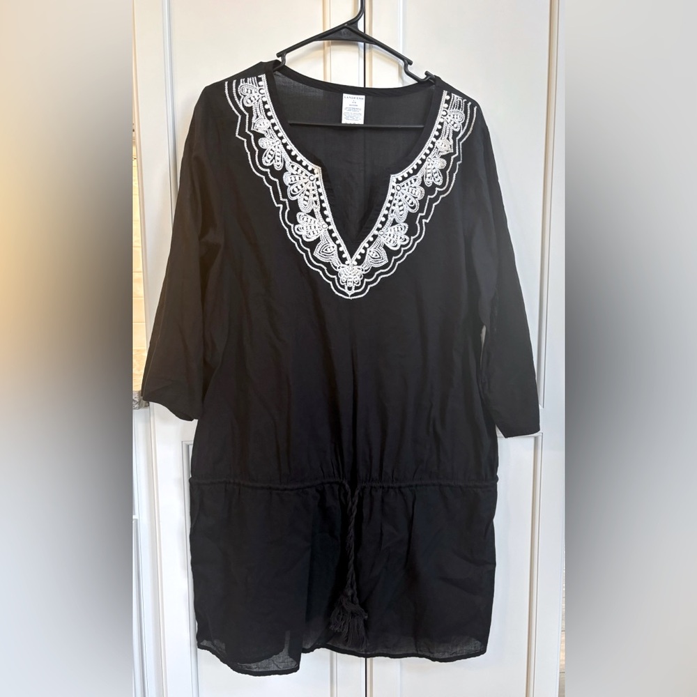 Lands End Beachy Swim Cover Up L Lace Crochet Vacay Cruise Travel Pool Resort